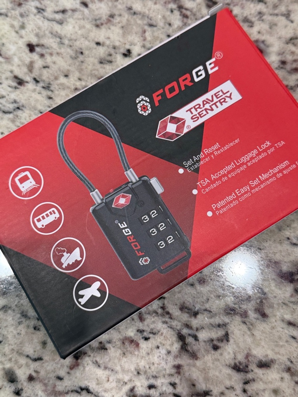 FORGE Travel Sentry TSA-Approved Combination Lock – Black & Red Pack Of 4.